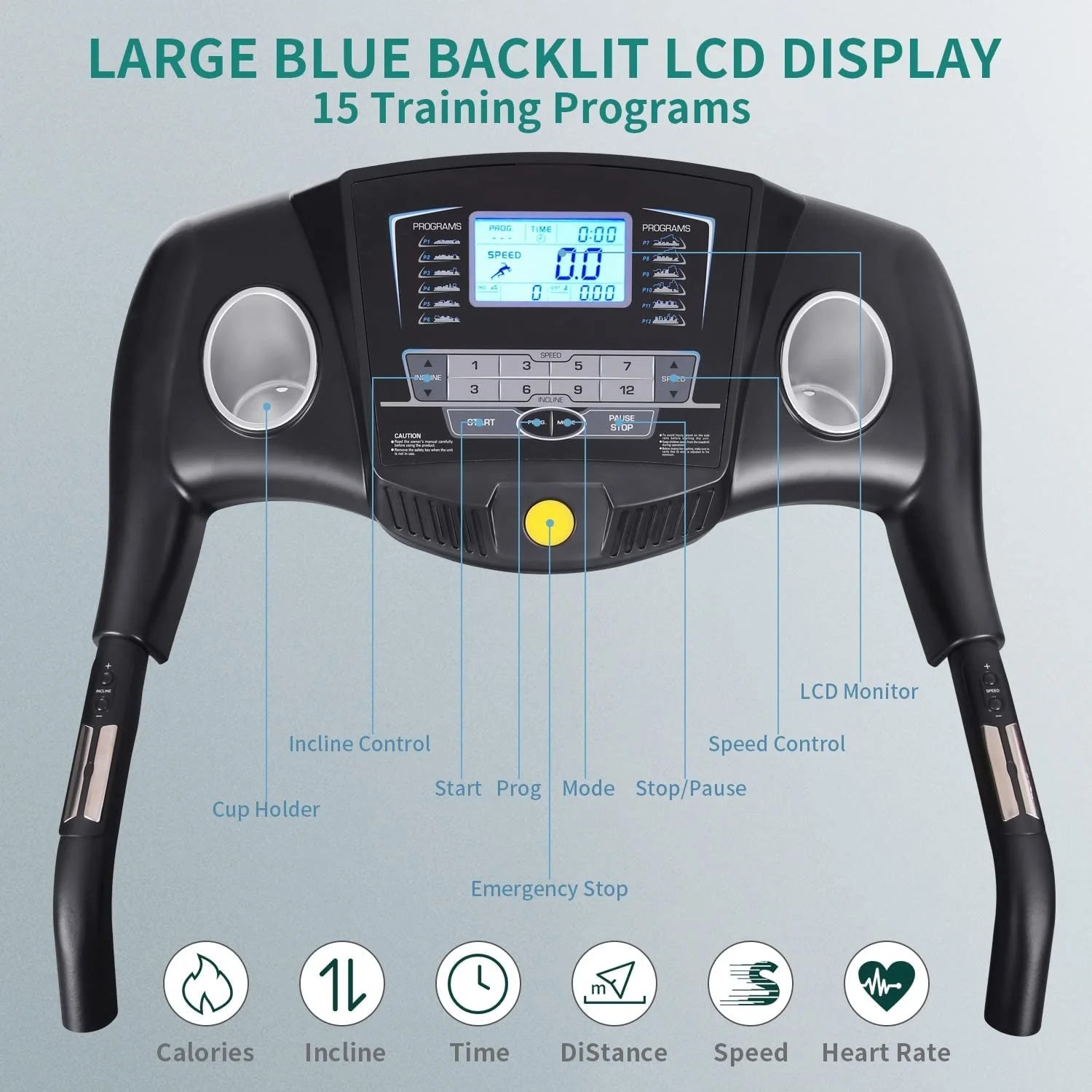 Folding Treadmill with Auto Incline – 2.5HP, 12% Max Incline, 15 Preset Programs, 8.5 MPH Speed – Compact Home Gym Cardio Machine