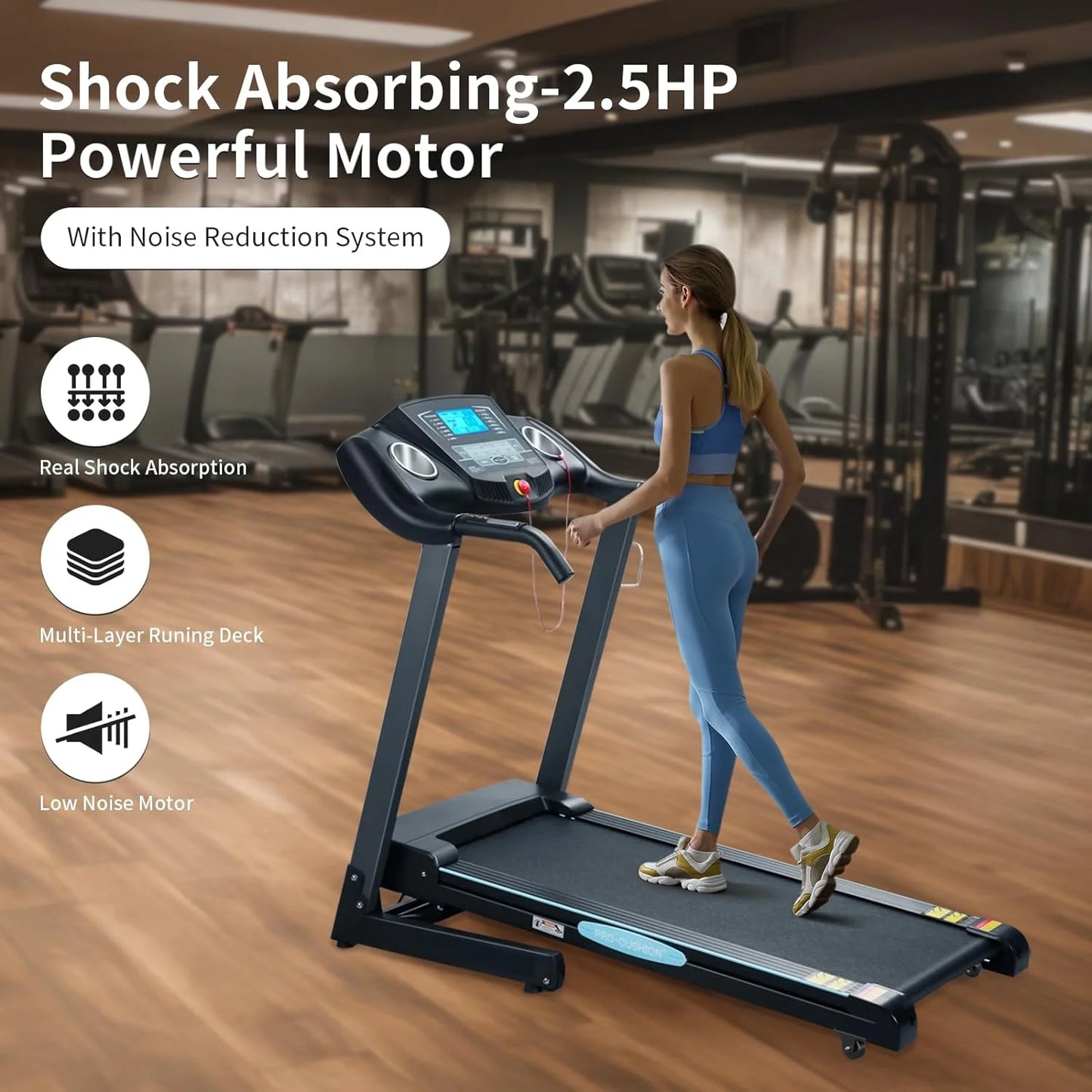 Folding Treadmill with Auto Incline – 2.5HP, 12% Max Incline, 15 Preset Programs, 8.5 MPH Speed – Compact Home Gym Cardio Machine
